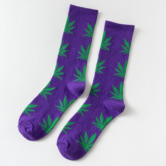 Other - NEW UNISEX WEED LEAF SOCKS MARIJUANA PURPLE GREEN